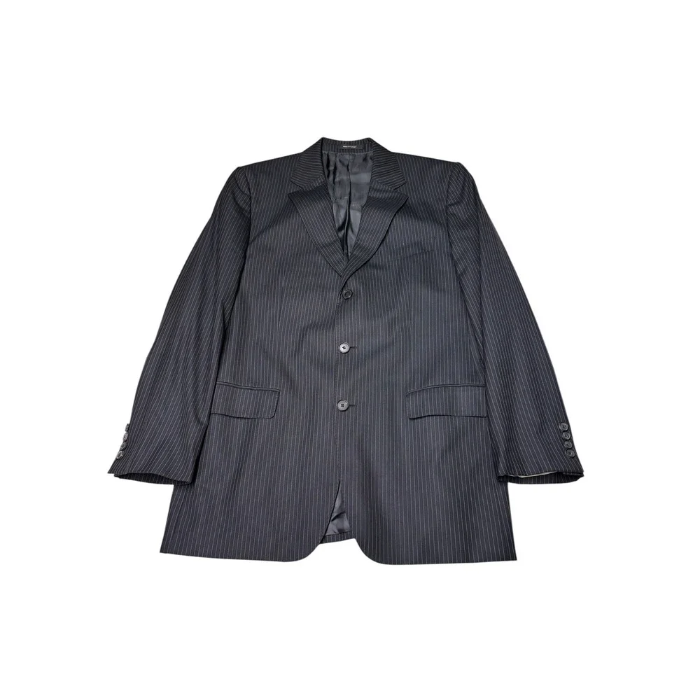 Hugo Boss Selection Portman Tower Blazer Silk Wool Pinstripe Mens 42R black